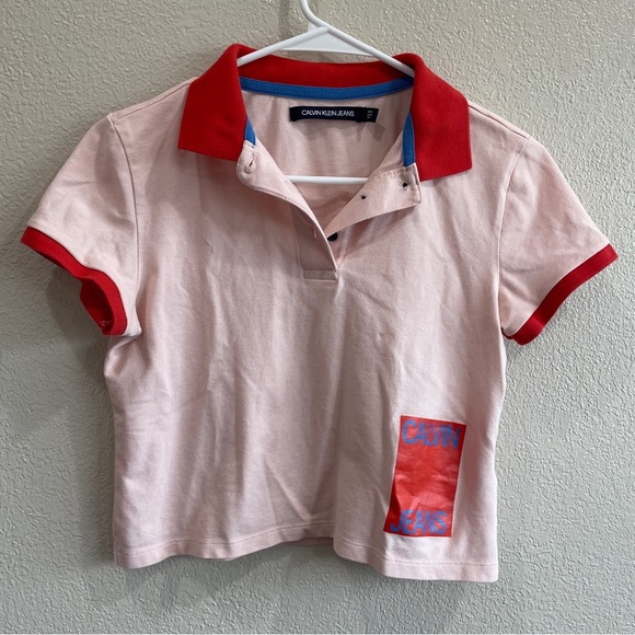 Calvin Klein Jeans Pink and Red Girls Polo - Picture 1 of 5